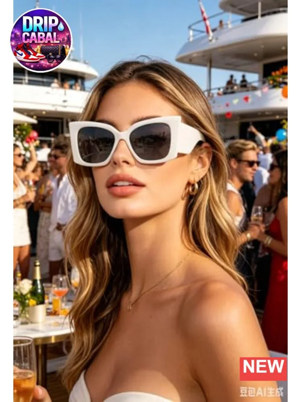 Oversized Y2K Cat Eye Square Sunglasses for Women Men UV400 Protection
